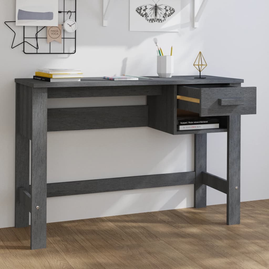 Bureau HAMAR gris foncé 110x40x75 cm pin massif