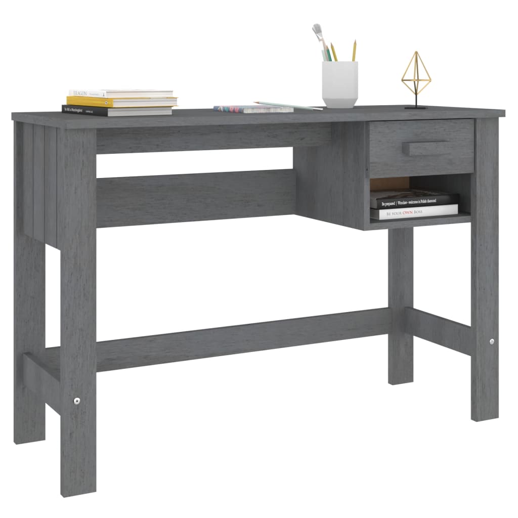 Bureau HAMAR gris foncé 110x40x75 cm pin massif