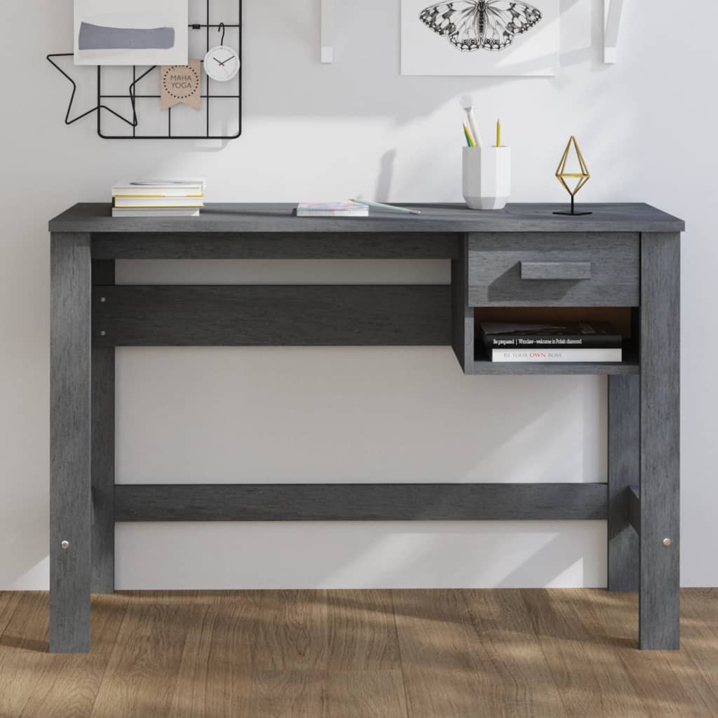 Bureau HAMAR gris foncé 110x40x75 cm pin massif