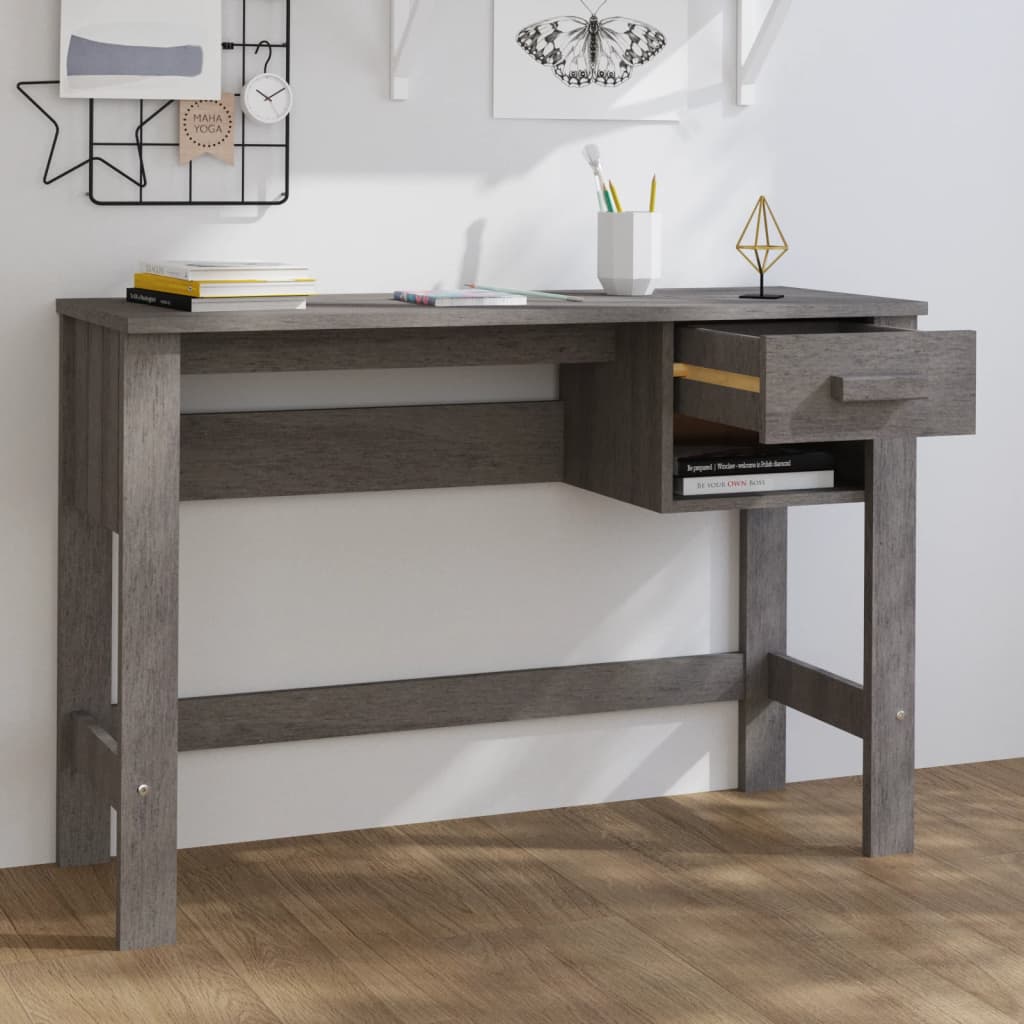 Desk HAMAR light grey 110x40x75 cm solid pine wood