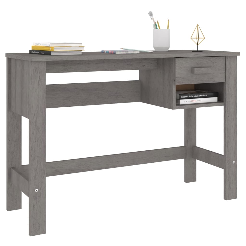 Desk HAMAR light grey 110x40x75 cm solid pine wood