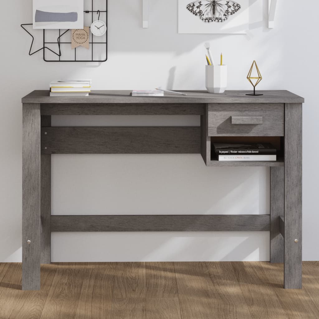 Desk HAMAR light grey 110x40x75 cm solid pine wood