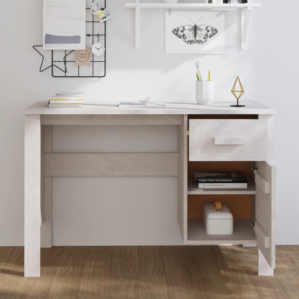 Bureau HAMAR Blanc 113x50x75 cm pin massif