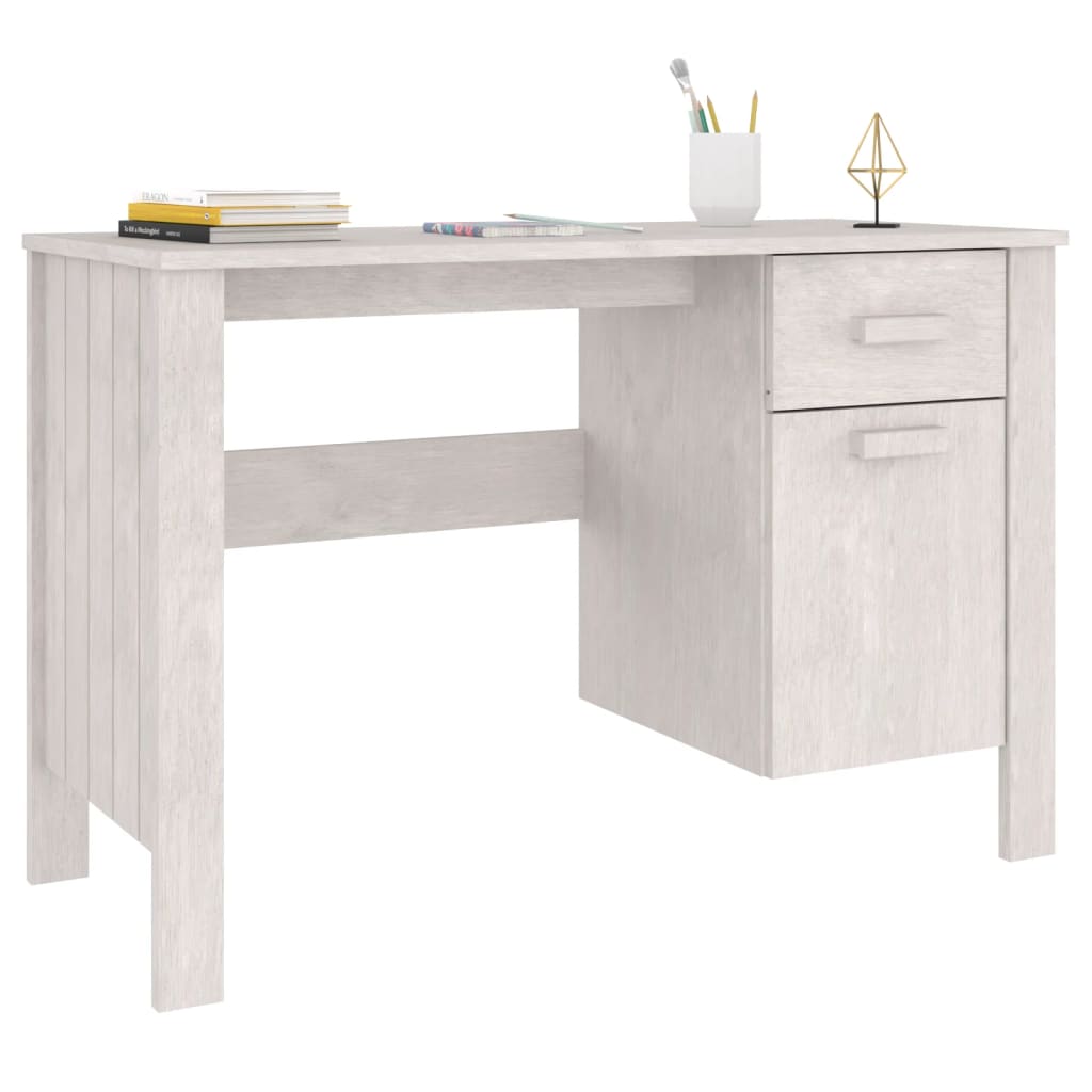 Bureau HAMAR Blanc 113x50x75 cm pin massif