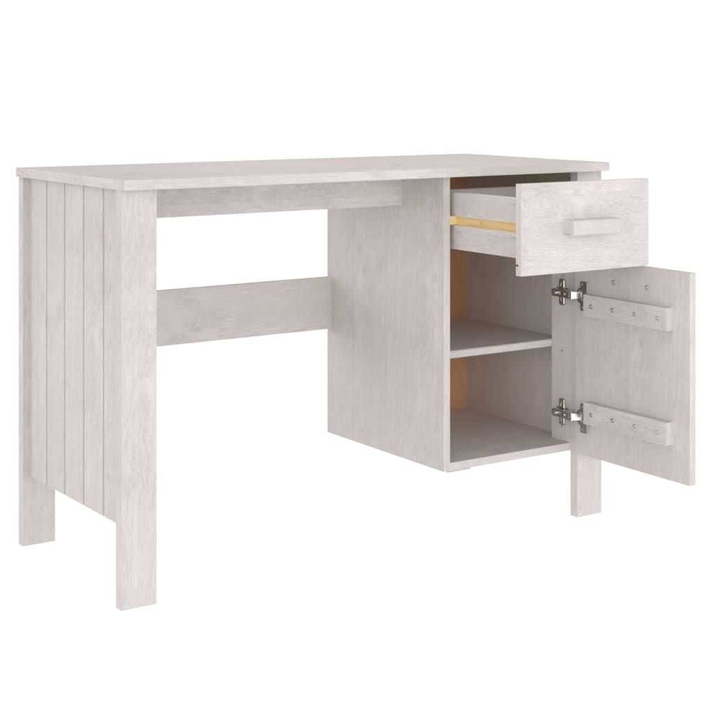 Bureau HAMAR Blanc 113x50x75 cm pin massif