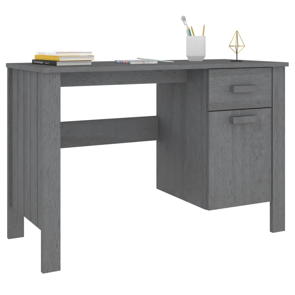 Bureau HAMAR gris foncé 113x50x75 cm bois de pin massif