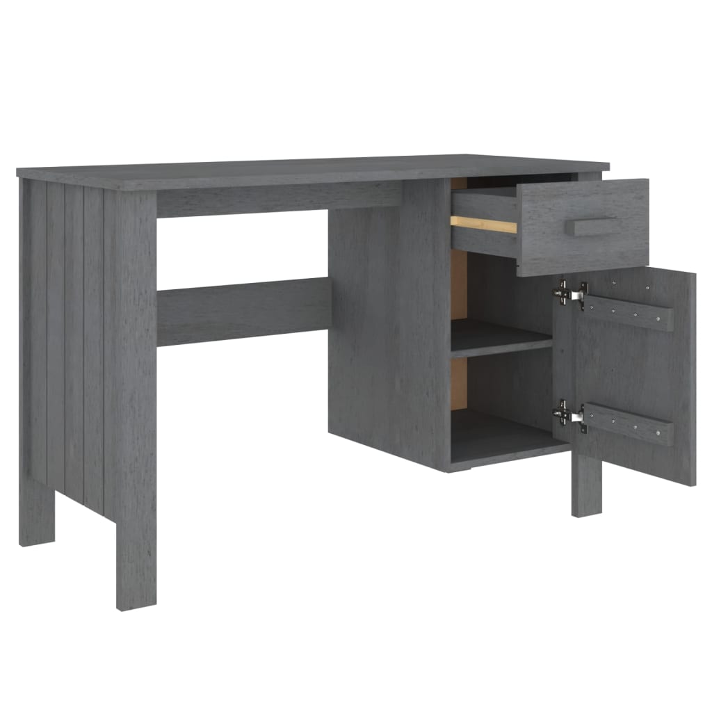 Bureau HAMAR gris foncé 113x50x75 cm bois de pin massif