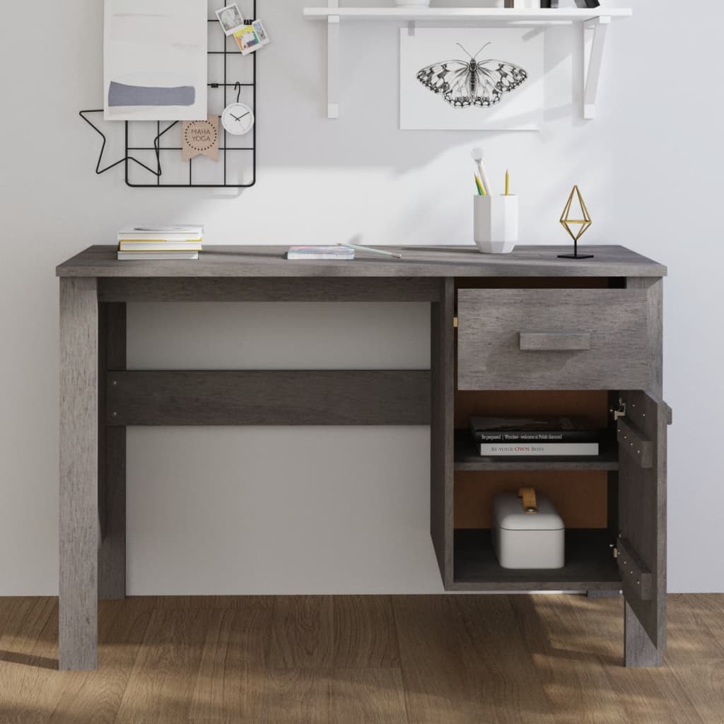 Desk HAMAR light grey 113x50x75 cm solid pine wood