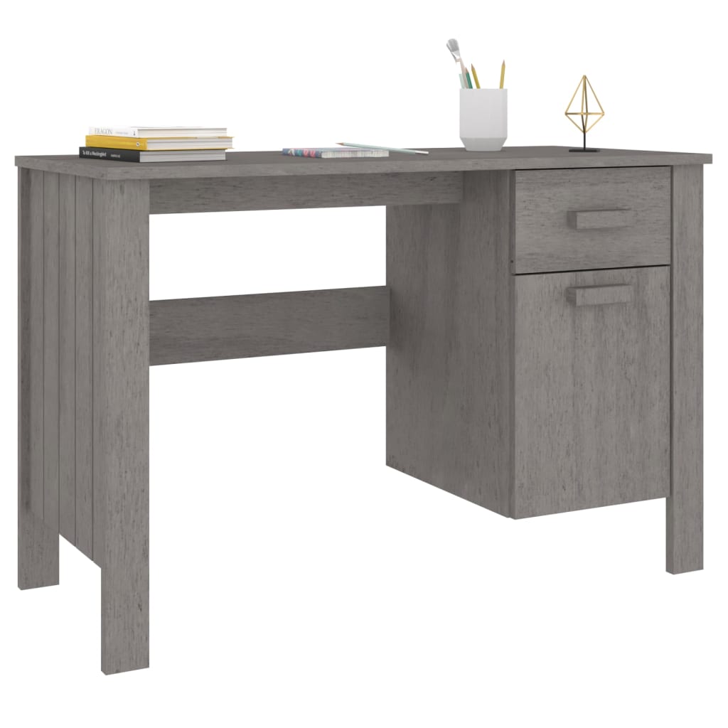 Desk HAMAR light grey 113x50x75 cm solid pine wood