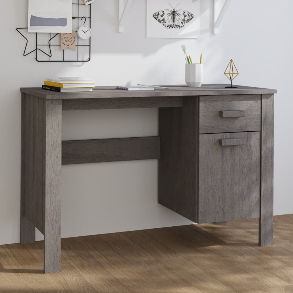 Desk HAMAR light grey 113x50x75 cm solid pine wood