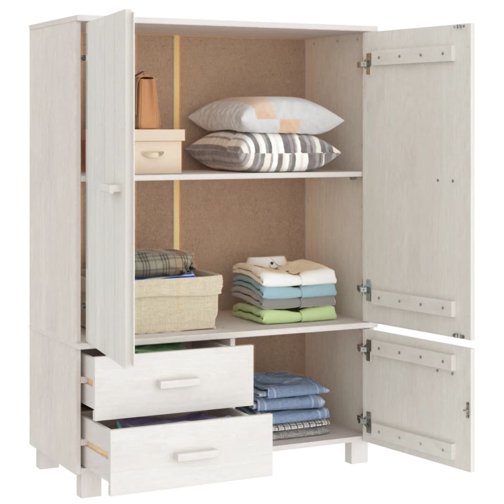 Armoire HAMAR Blanc 99x45x137 cm pin massif