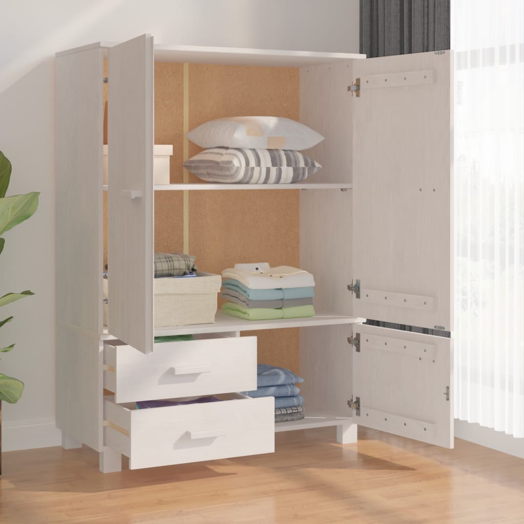 Armoire HAMAR Blanc 99x45x137 cm pin massif