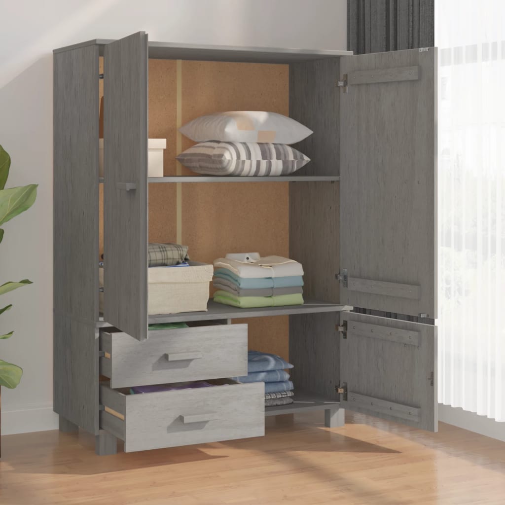 Wardrobe HAMAR light grey 99x45x137 cm solid pine wood