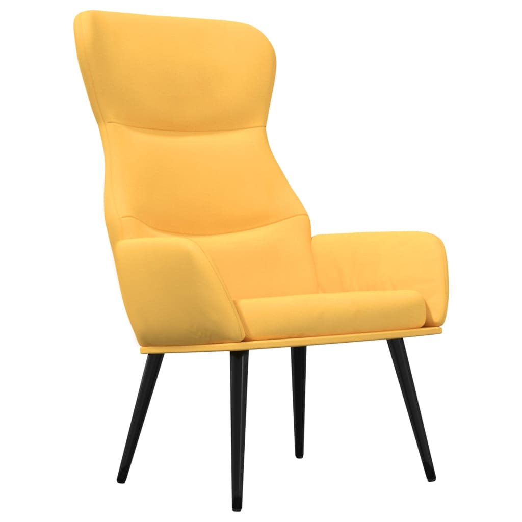 Fauteuil relax en tissu jaune moutarde