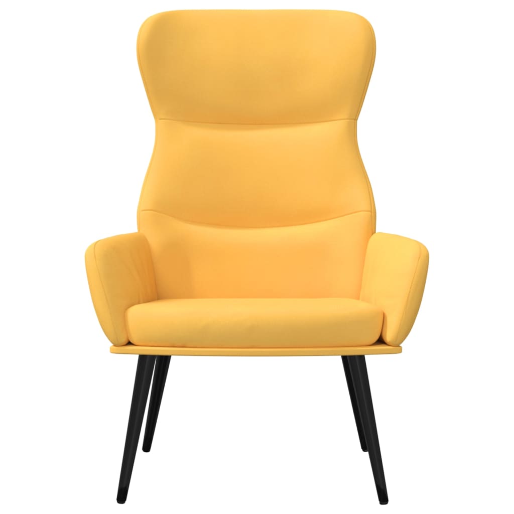Fauteuil relax en tissu jaune moutarde