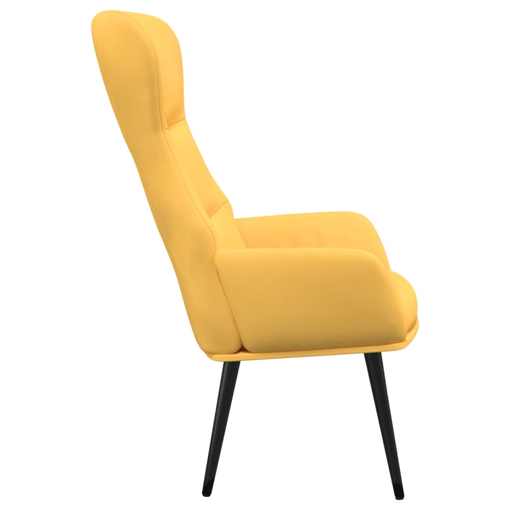 Fauteuil relax en tissu jaune moutarde