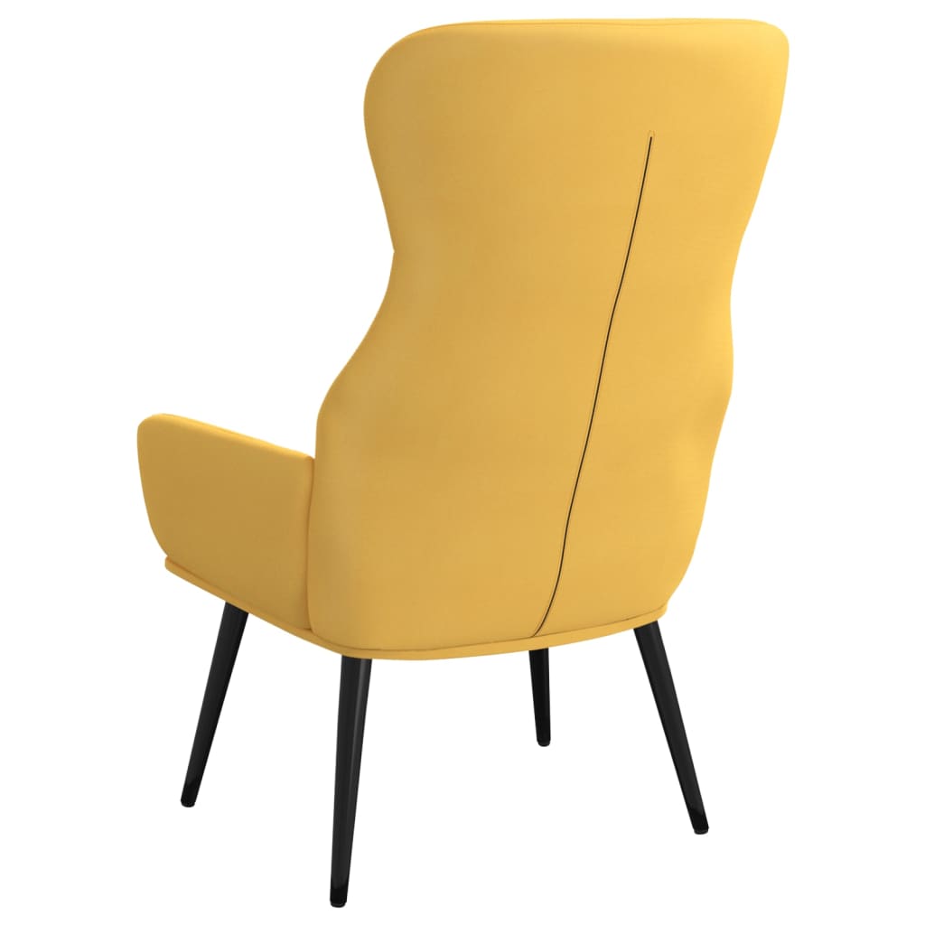 Fauteuil relax en tissu jaune moutarde