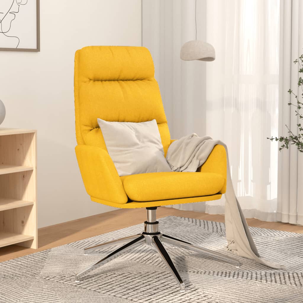 Fauteuil relax en tissu jaune moutarde