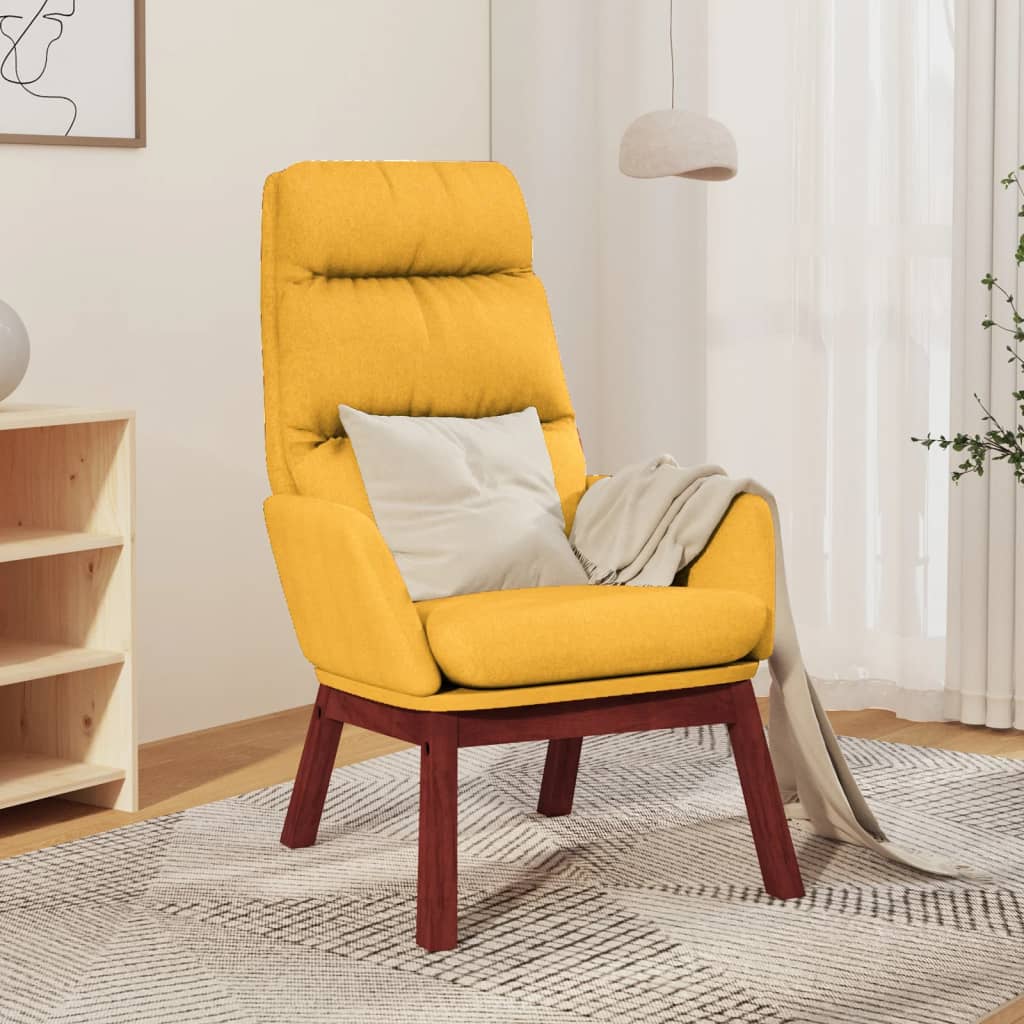 Fauteuil relax en tissu jaune moutarde