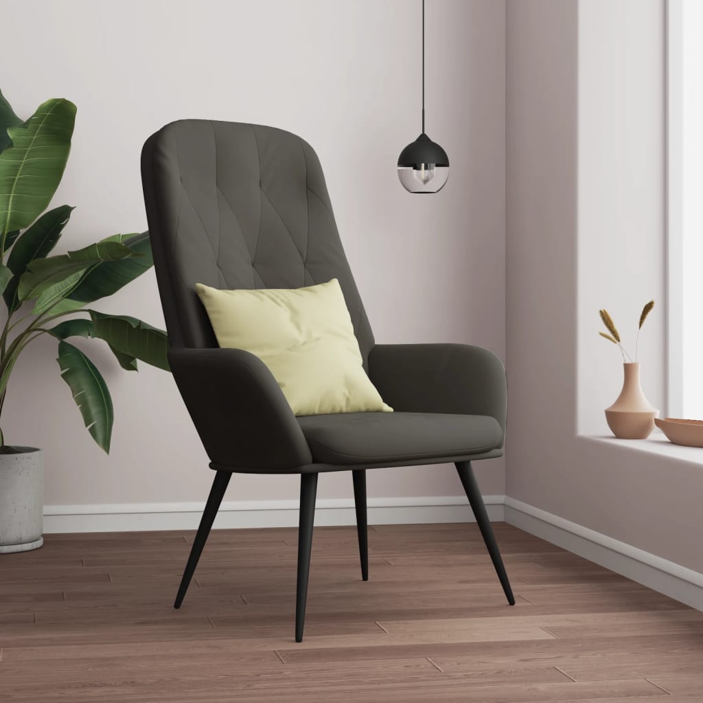 Fauteuil relax en velours gris foncé