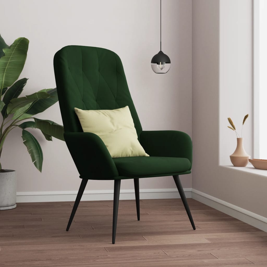 Fauteuil relax en velours vert foncé