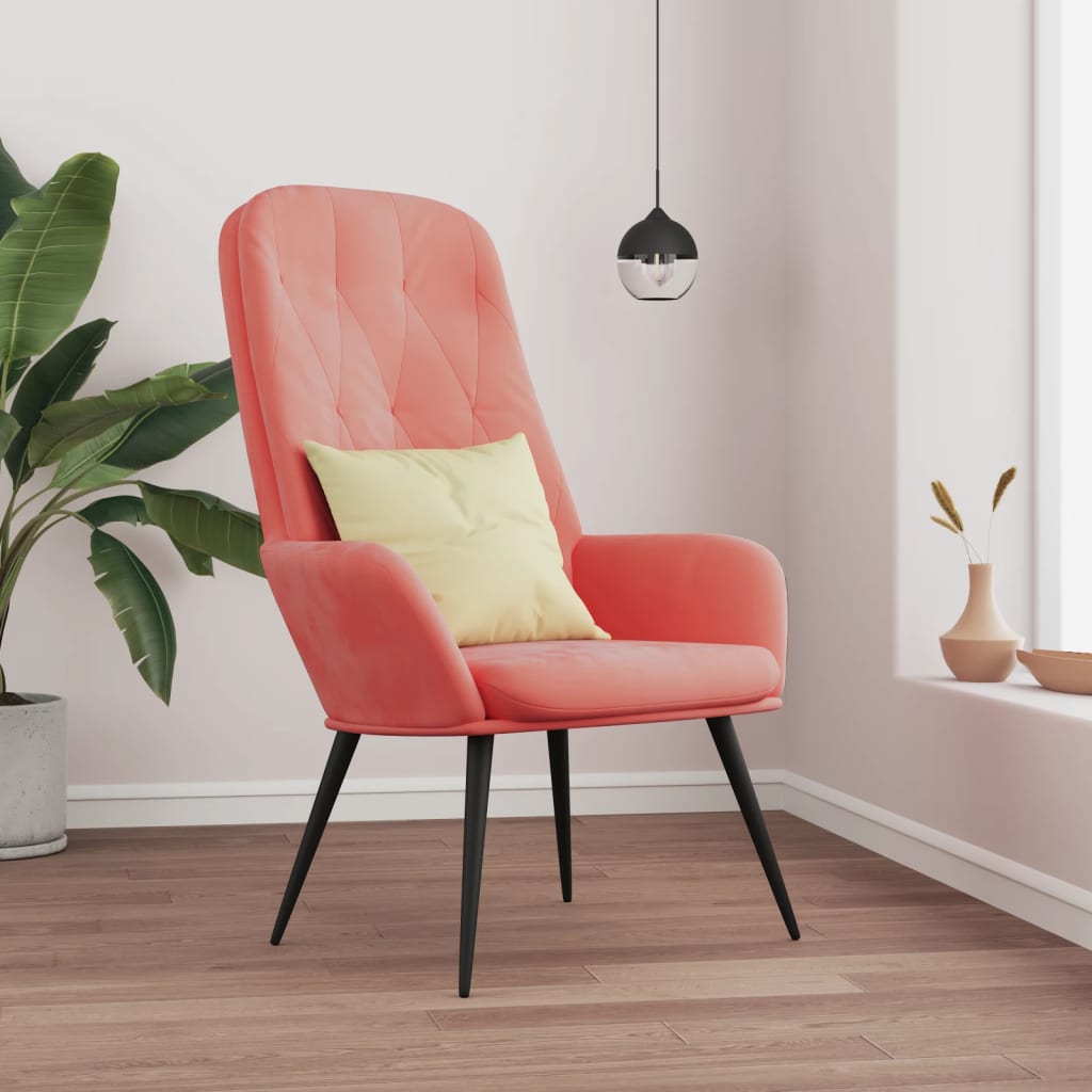 Fauteuil relax en velours rose