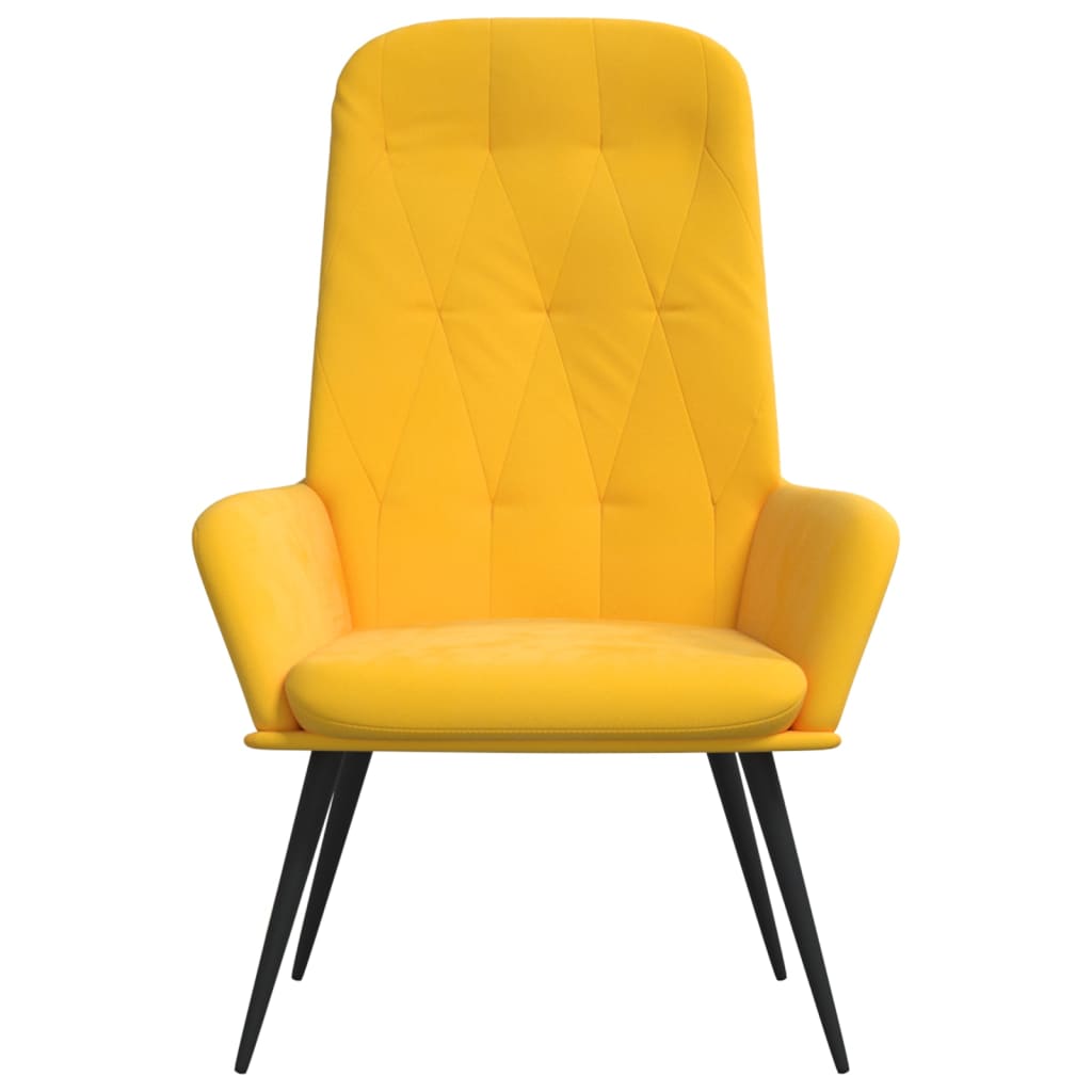 Fauteuil relax en velours jaune moutarde