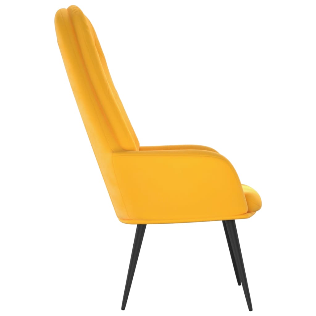 Fauteuil relax en velours jaune moutarde