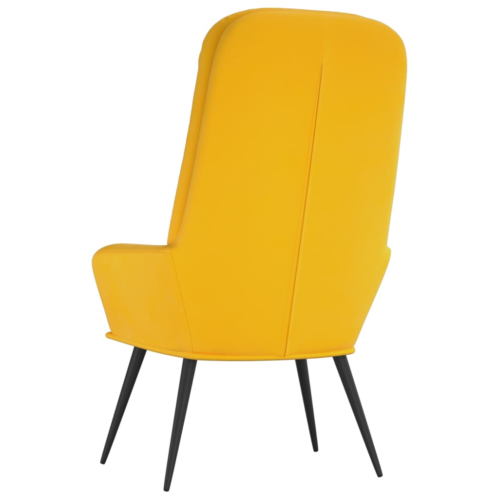 Fauteuil relax en velours jaune moutarde