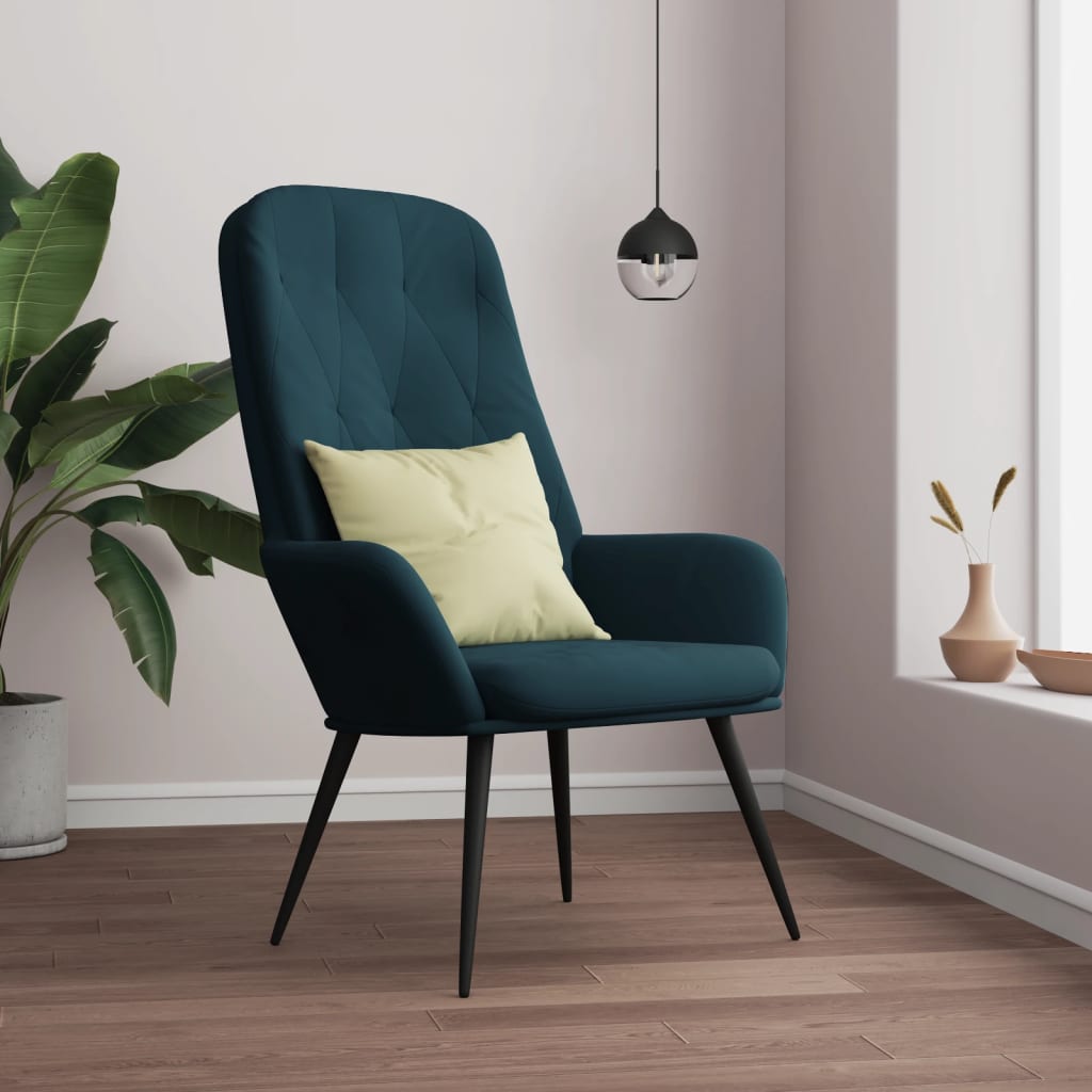 Fauteuil relax en velours bleu