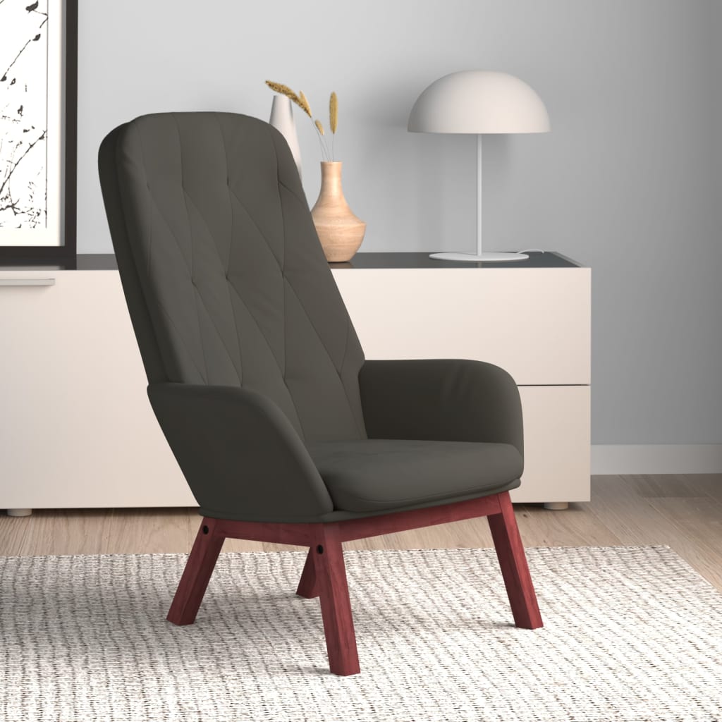 Fauteuil relax en velours gris foncé