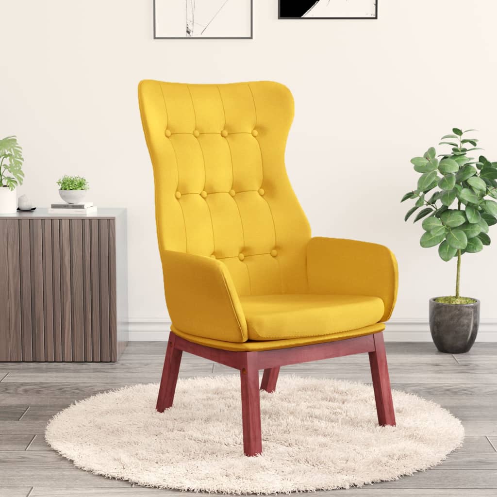 Fauteuil relax en tissu jaune moutarde
