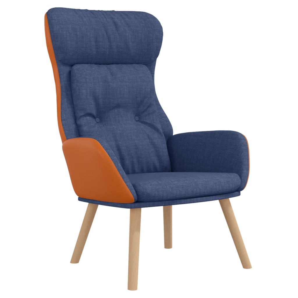 Fauteuil relax en tissu bleu et PVC