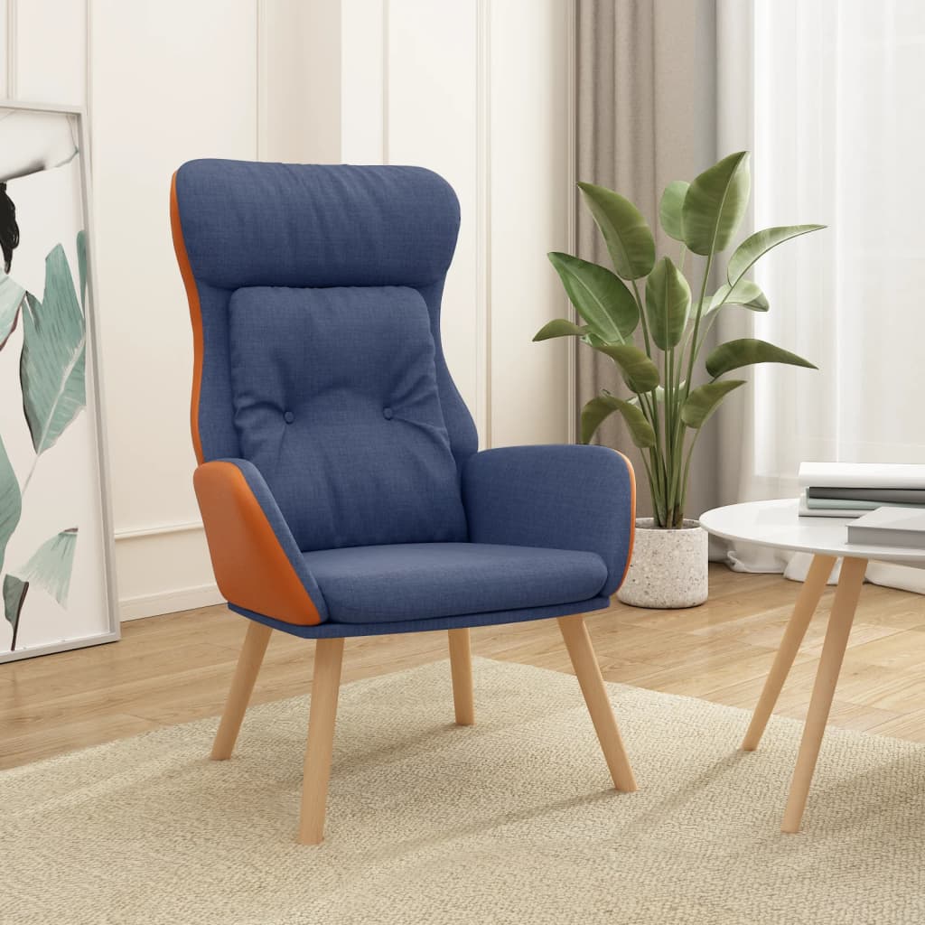 Fauteuil relax en tissu bleu et PVC