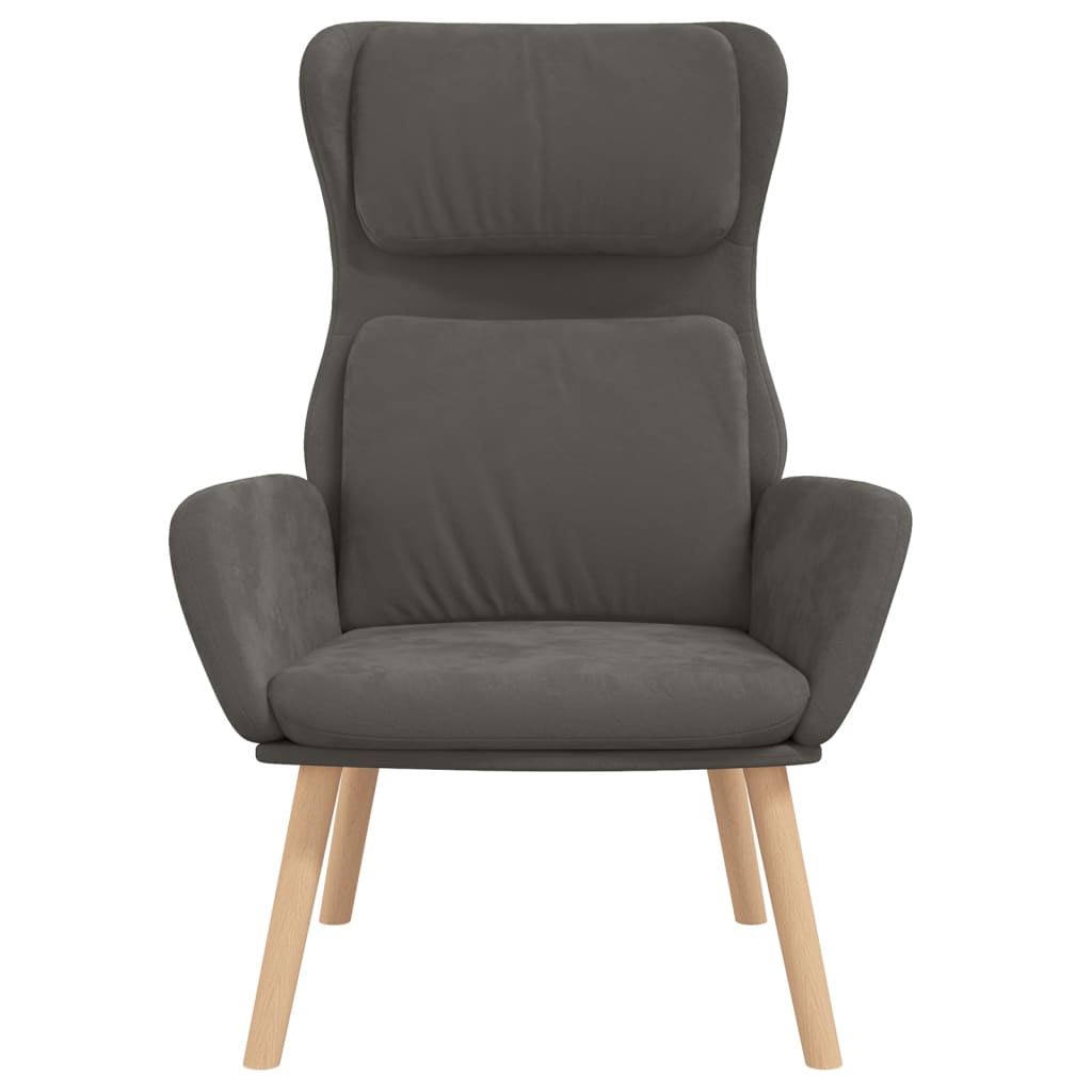 Fauteuil relax en velours gris foncé