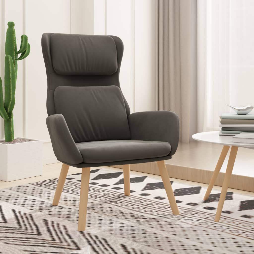 Fauteuil relax en velours gris foncé