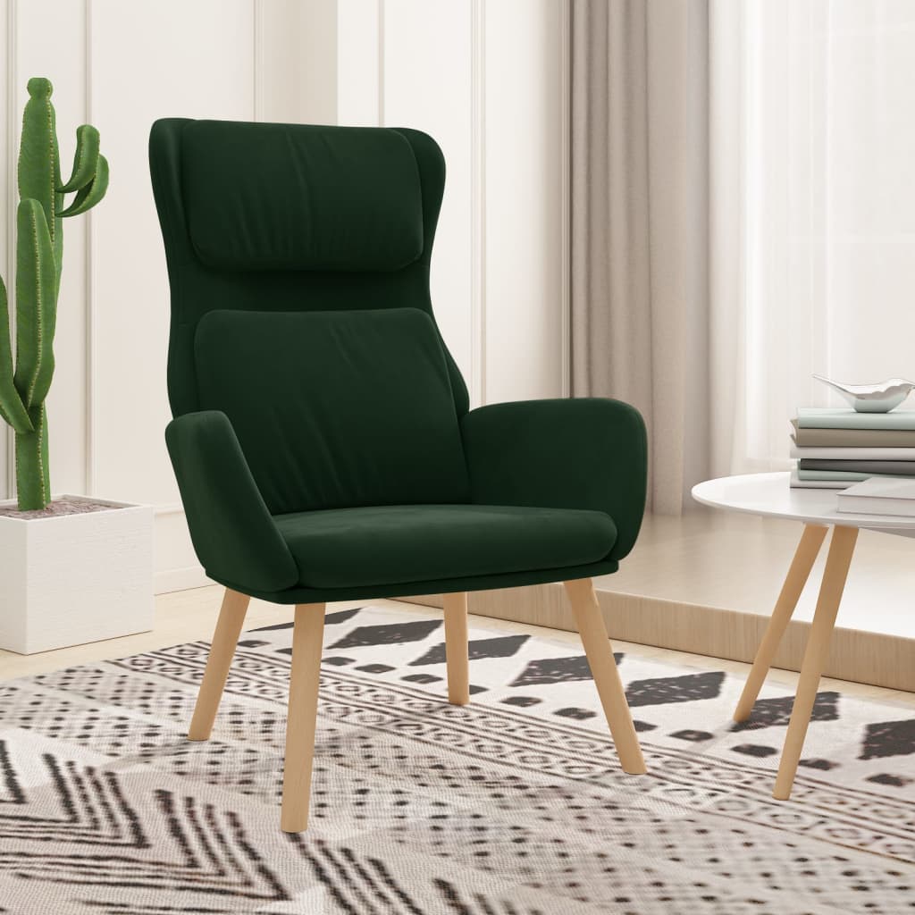 Fauteuil relax en velours vert foncé