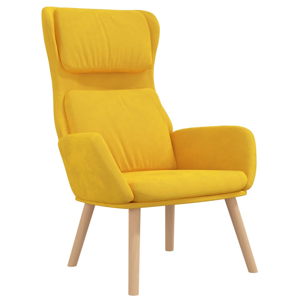 Fauteuil relax en velours jaune moutarde