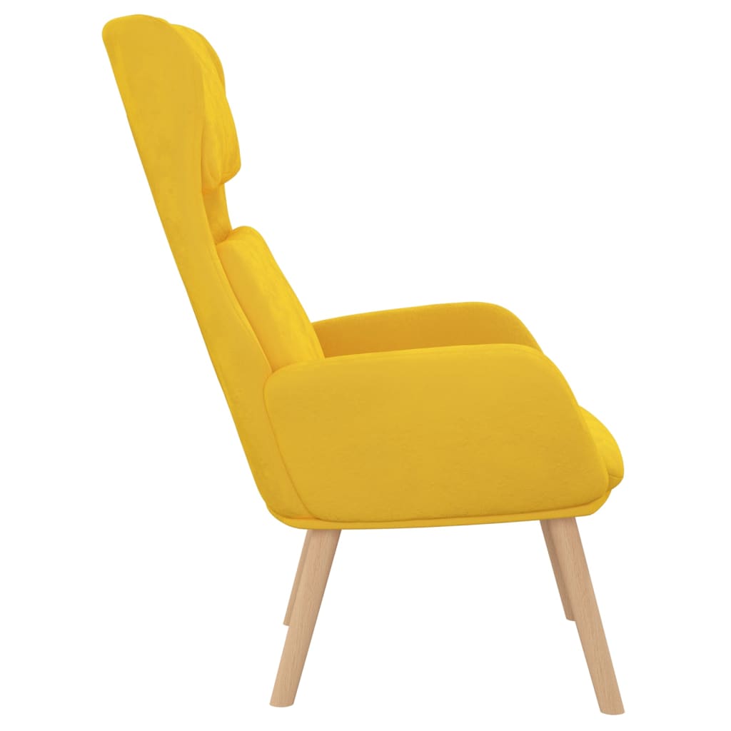 Fauteuil relax en velours jaune moutarde