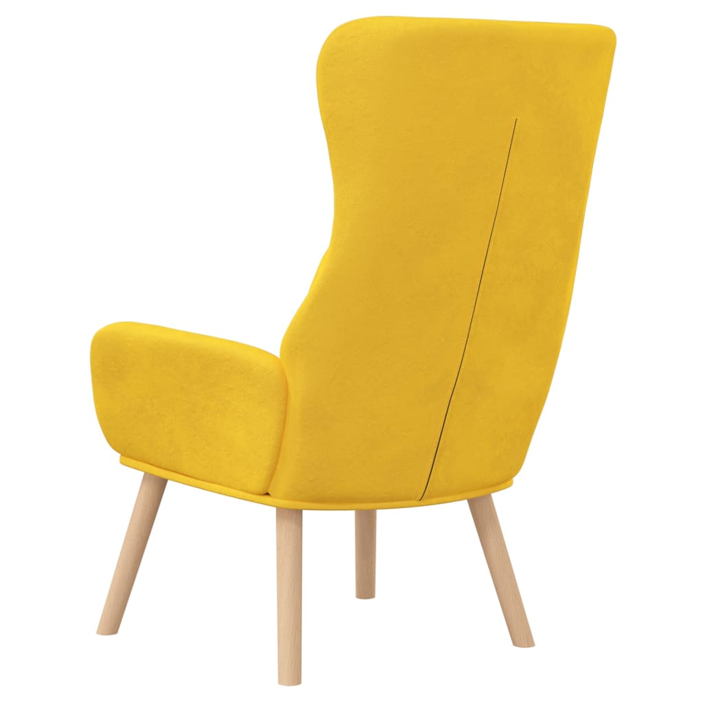 Fauteuil relax en velours jaune moutarde