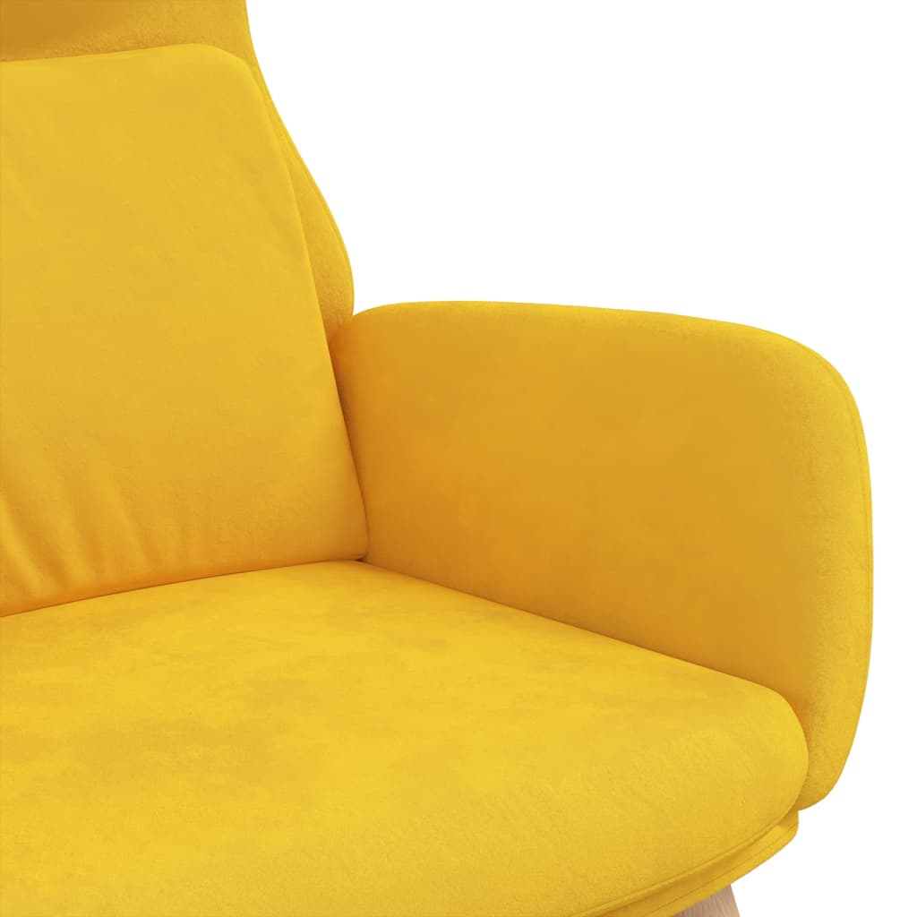 Fauteuil relax en velours jaune moutarde