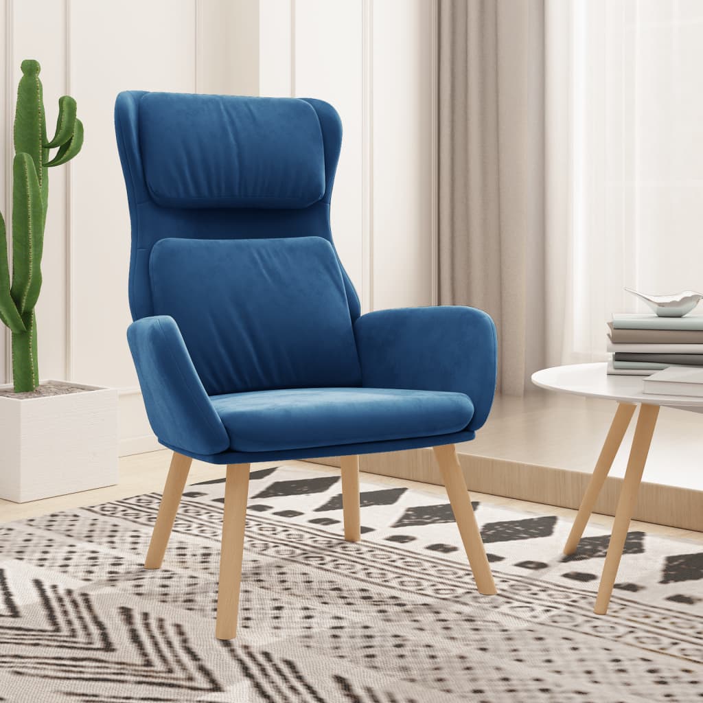 Fauteuil relax en velours bleu