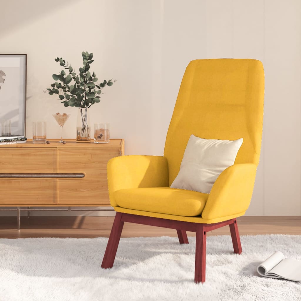 Fauteuil relax en tissu jaune moutarde