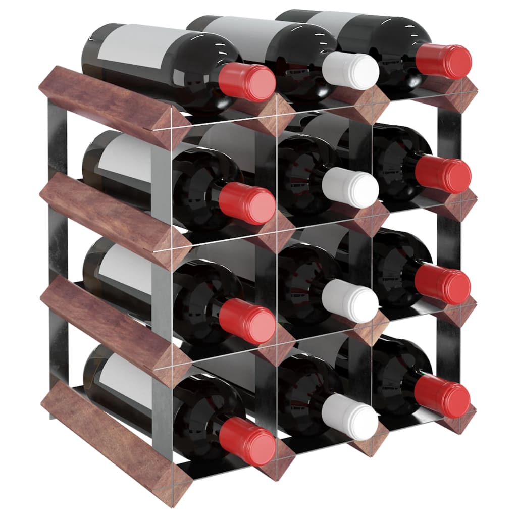 Casier à vin pour 12 bouteilles en bois de pin massif marron