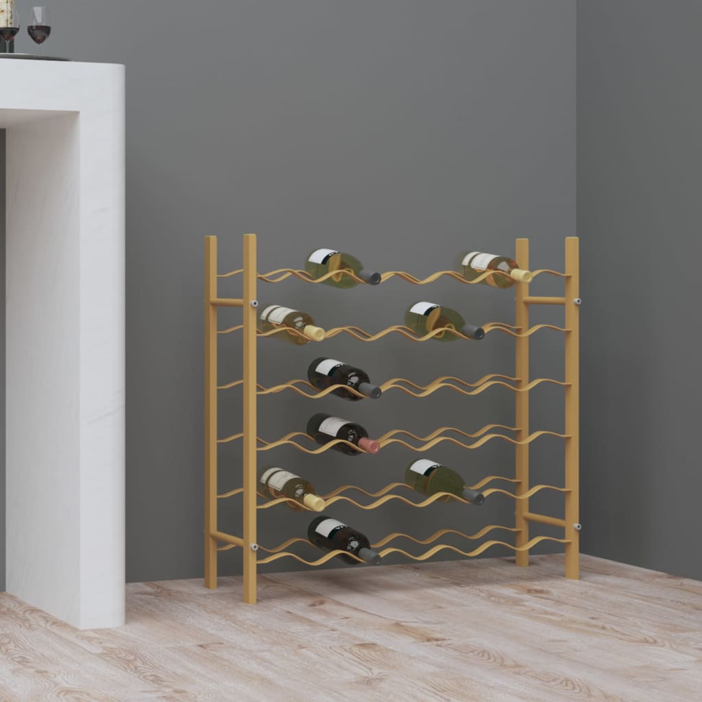 Casier à vin pour 36 bouteilles en métal doré
