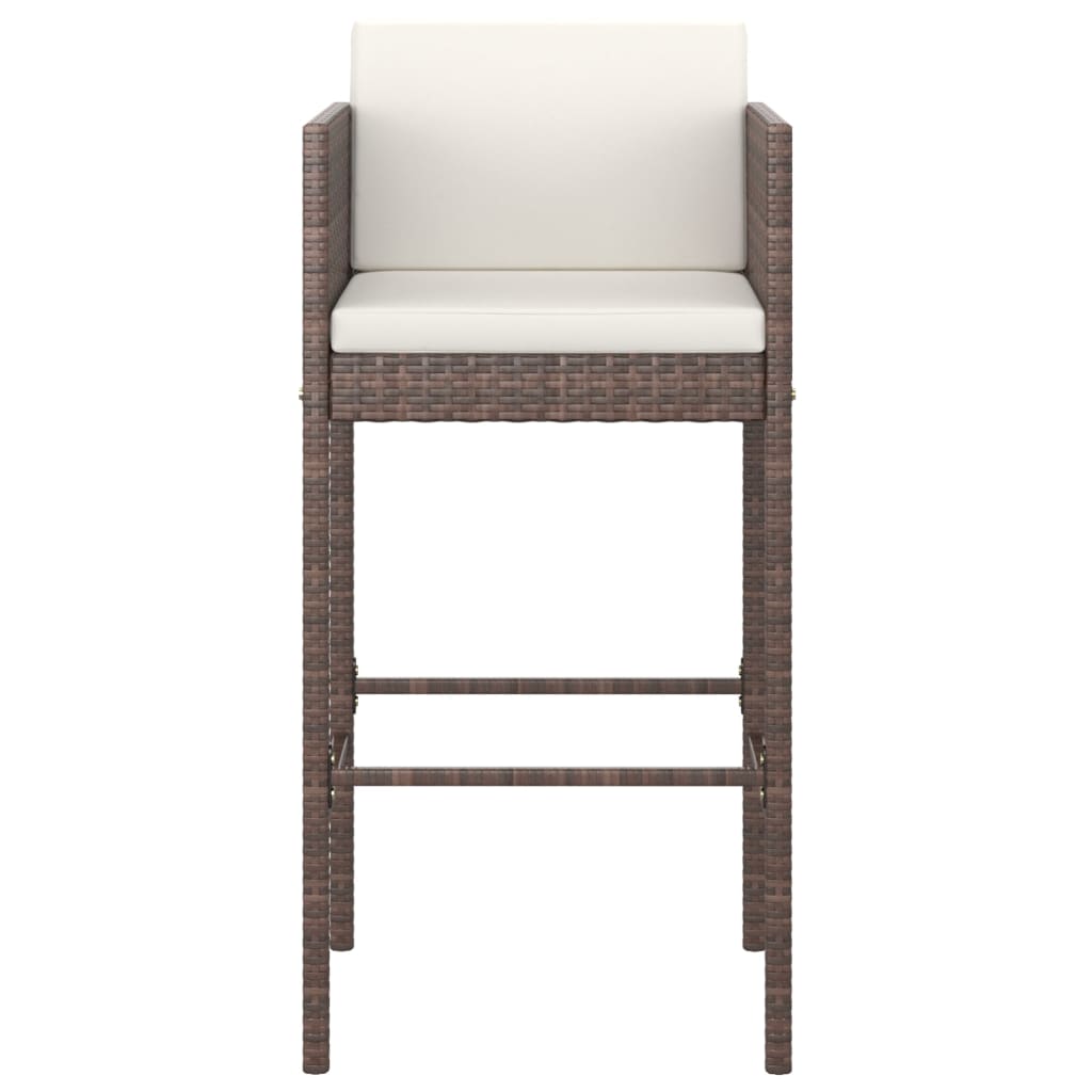 5-piece garden bar set with cushions, poly rattan, brown