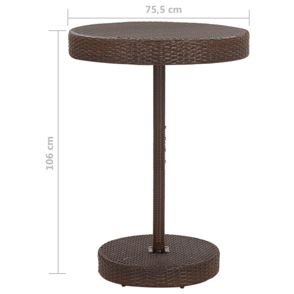 5-piece garden bar set with cushions, poly rattan, brown