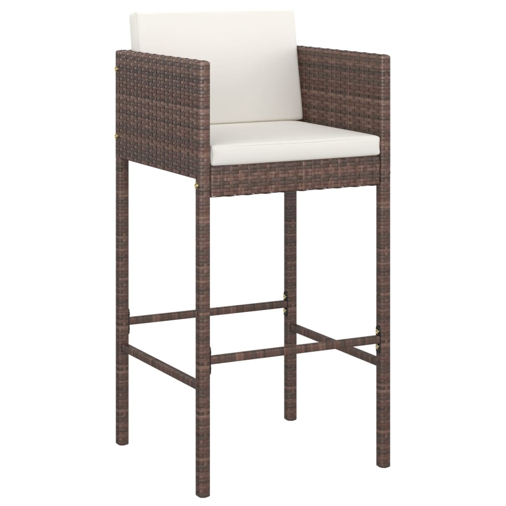 5-piece garden bar set with cushions, poly rattan, brown