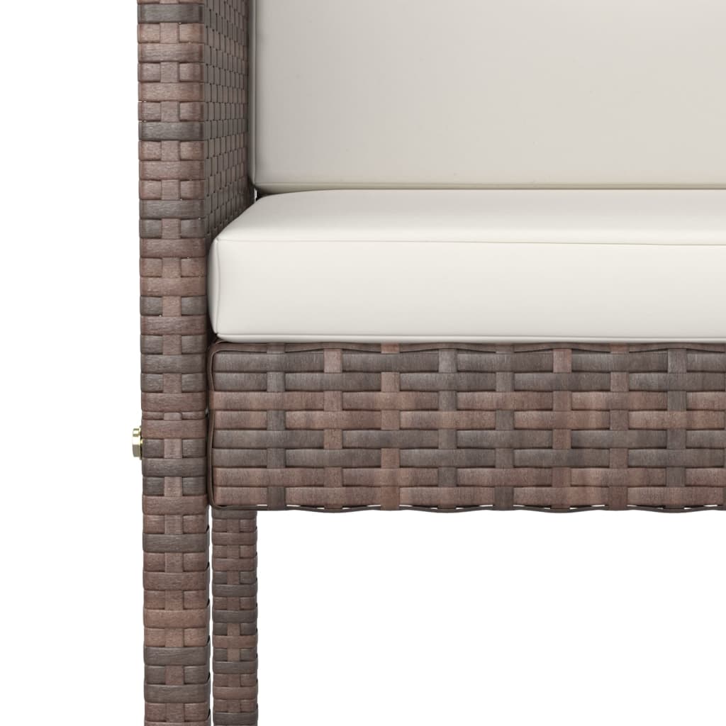 5-piece garden bar set with cushions, poly rattan, brown