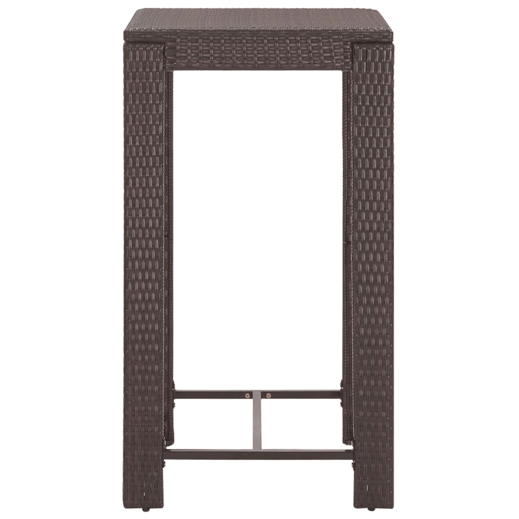 5-piece garden bar set with cushions, poly rattan, brown